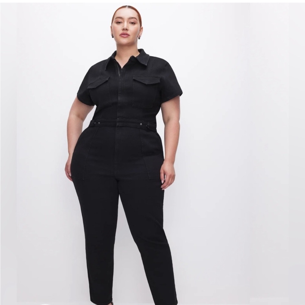 Good American Black Cropped Jumpsuit